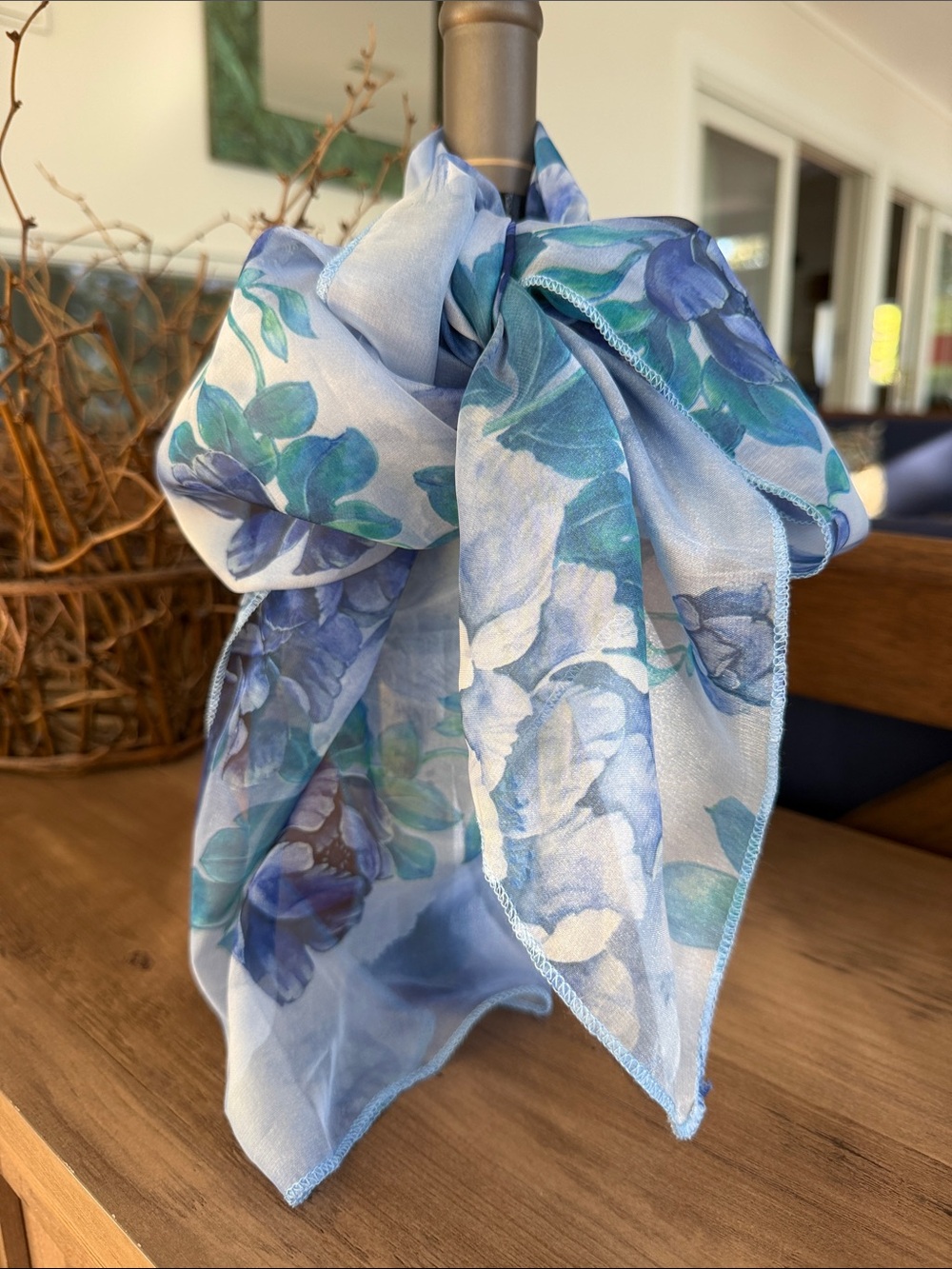 Light Blue Floral Scarf - Brand: